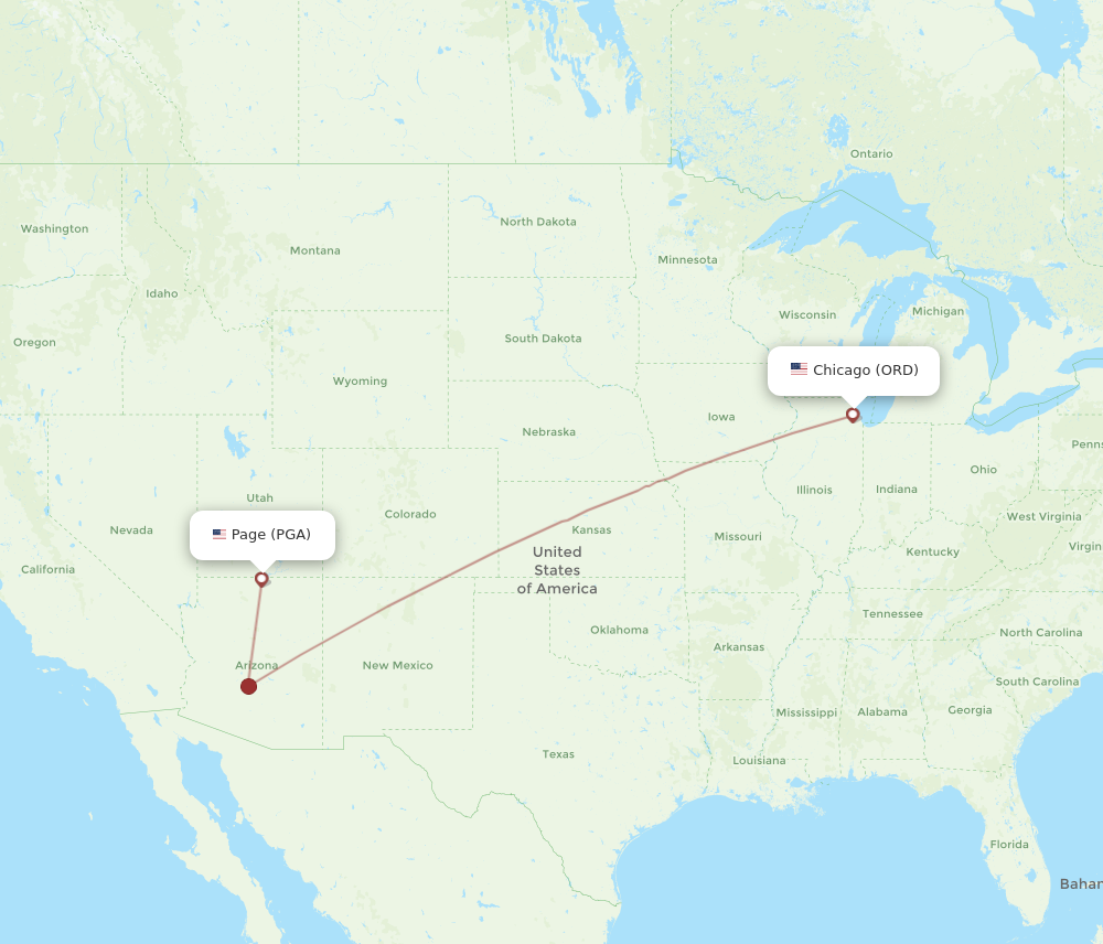 Flights from Page to Chicago PGA to ORD Flight Routes