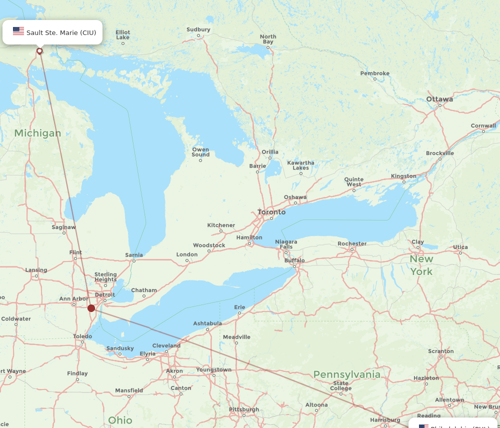 Flights from Philadelphia to Sault Ste. Marie PHL to CIU Flight