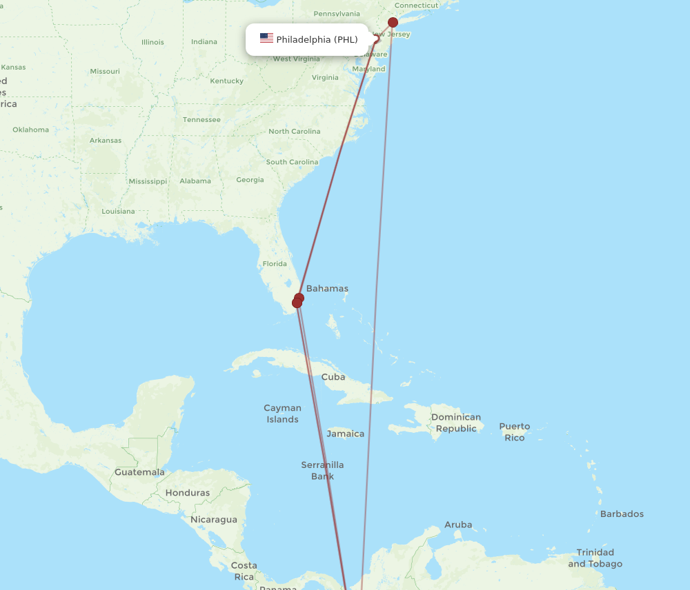 Flights from Philadelphia to Cali PHL to CLO Flight Routes