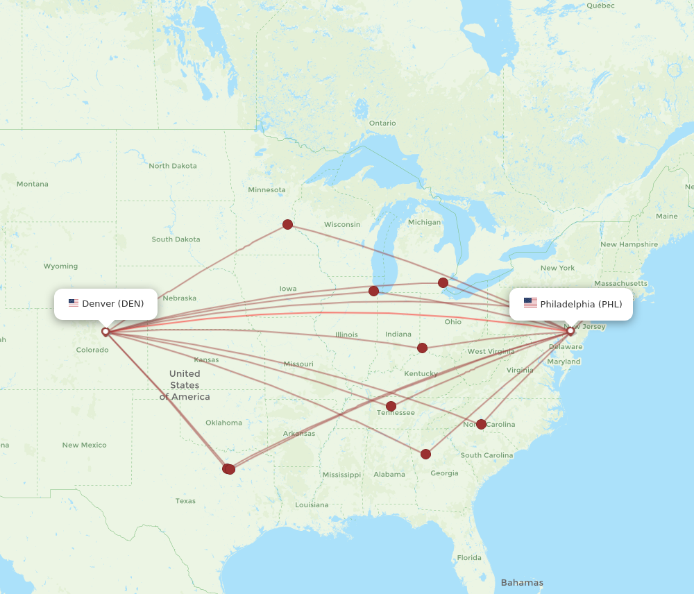 Flights from Philadelphia to Denver PHL to DEN Flight Routes