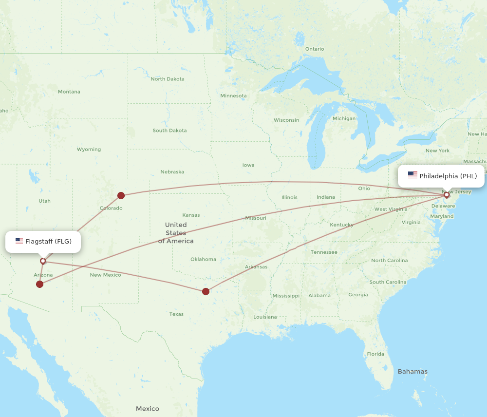 Flights from Philadelphia to Flagstaff PHL to FLG Flight Routes