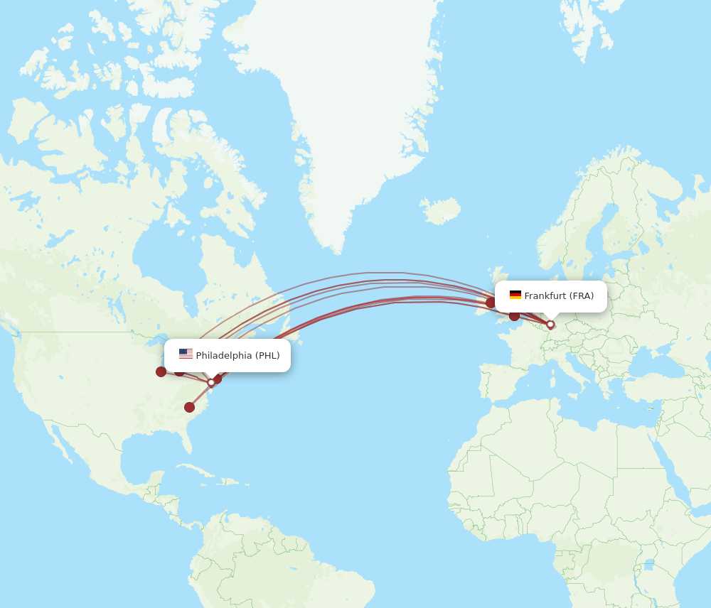 Flights from Philadelphia to Frankfurt PHL to FRA Flight Routes