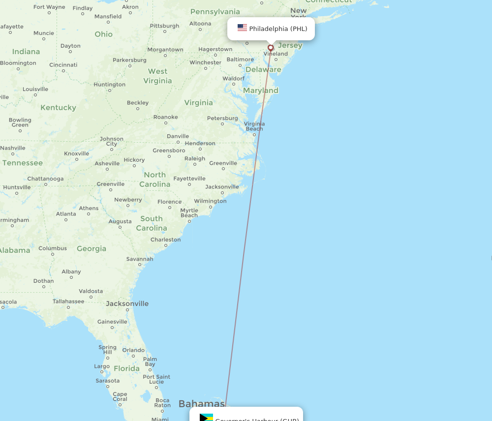 Flights from Philadelphia to Governor s Harbour PHL to GHB