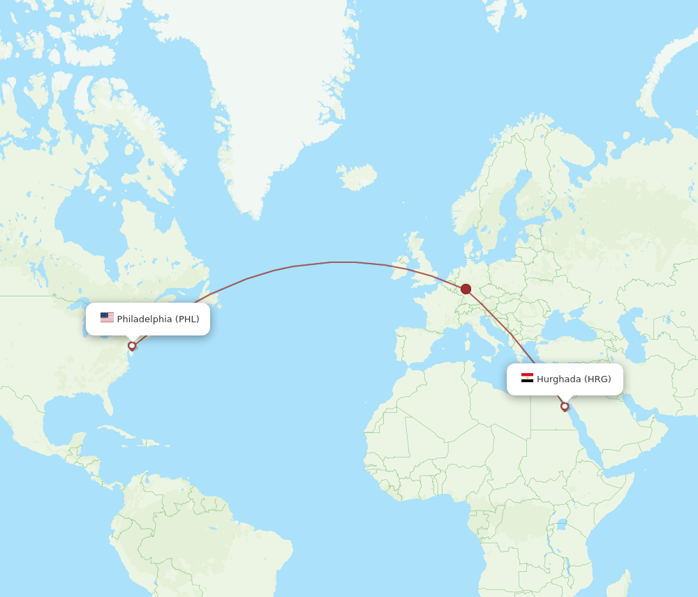 Flights from Hurghada to Philadelphia HRG to PHL Flight Routes