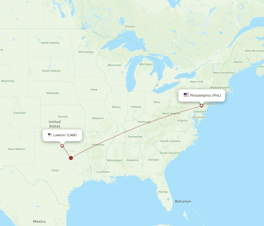 Flights from Philadelphia to Lawton PHL to LAW Flight Routes