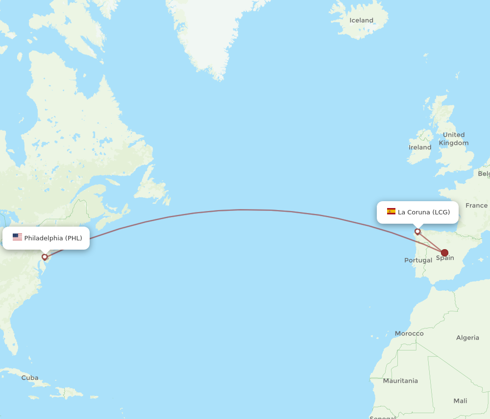 Flights from Philadelphia to La Coruna PHL to LCG Flight Routes