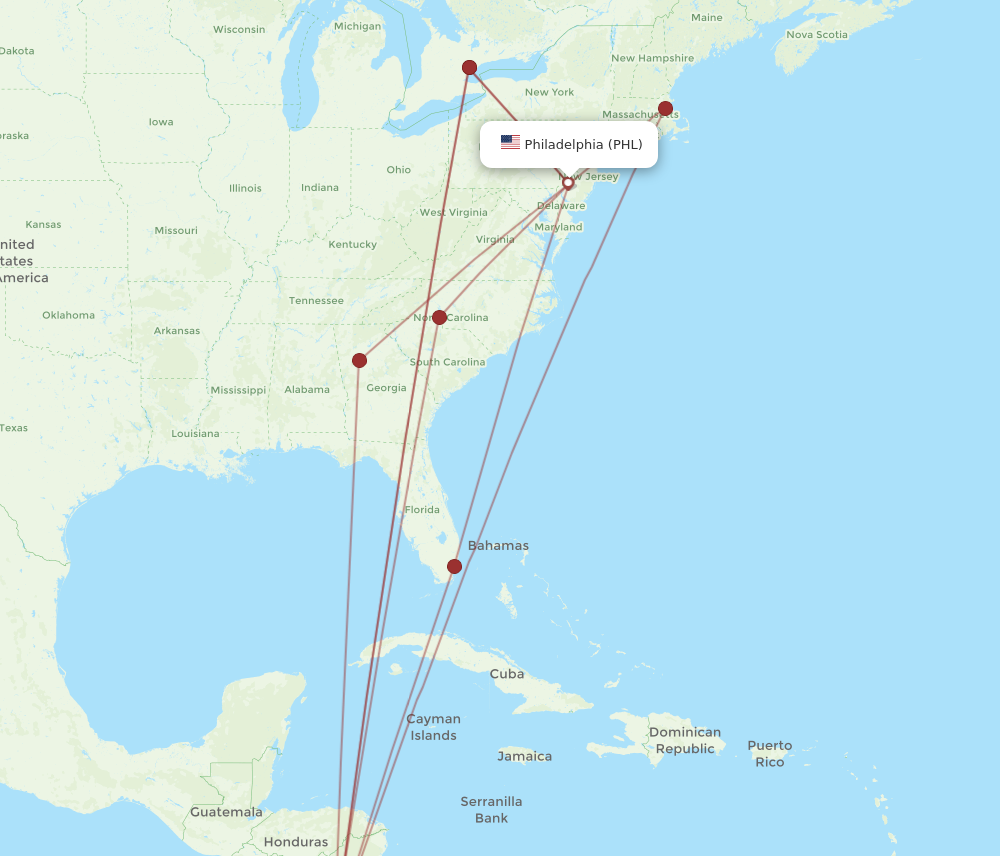 Flights from Philadelphia to Guanacaste PHL to LIR Flight Routes