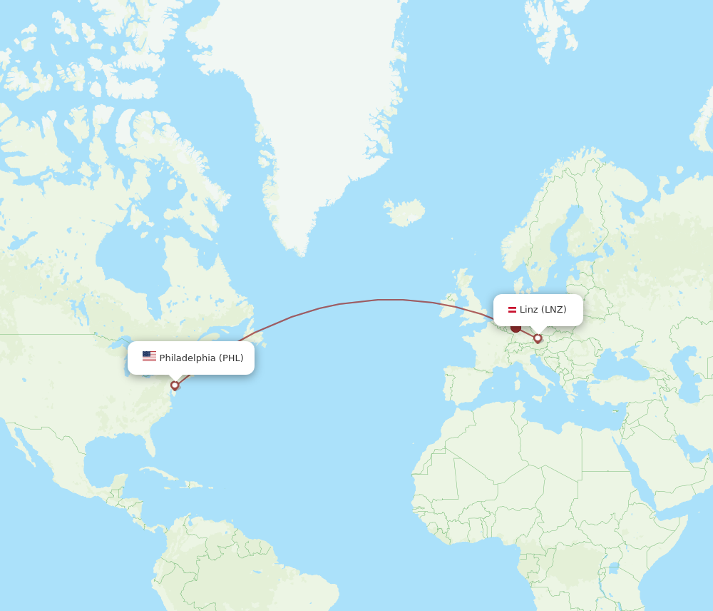 Flights from Philadelphia to Linz PHL to LNZ Flight Routes