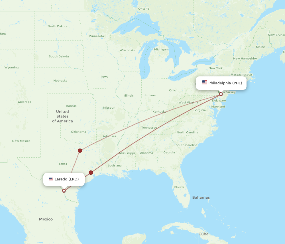 Flights from Philadelphia to Laredo PHL to LRD Flight Routes