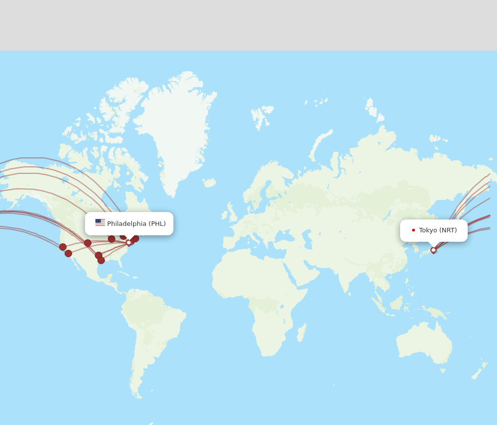 PHL-NRT flight routes