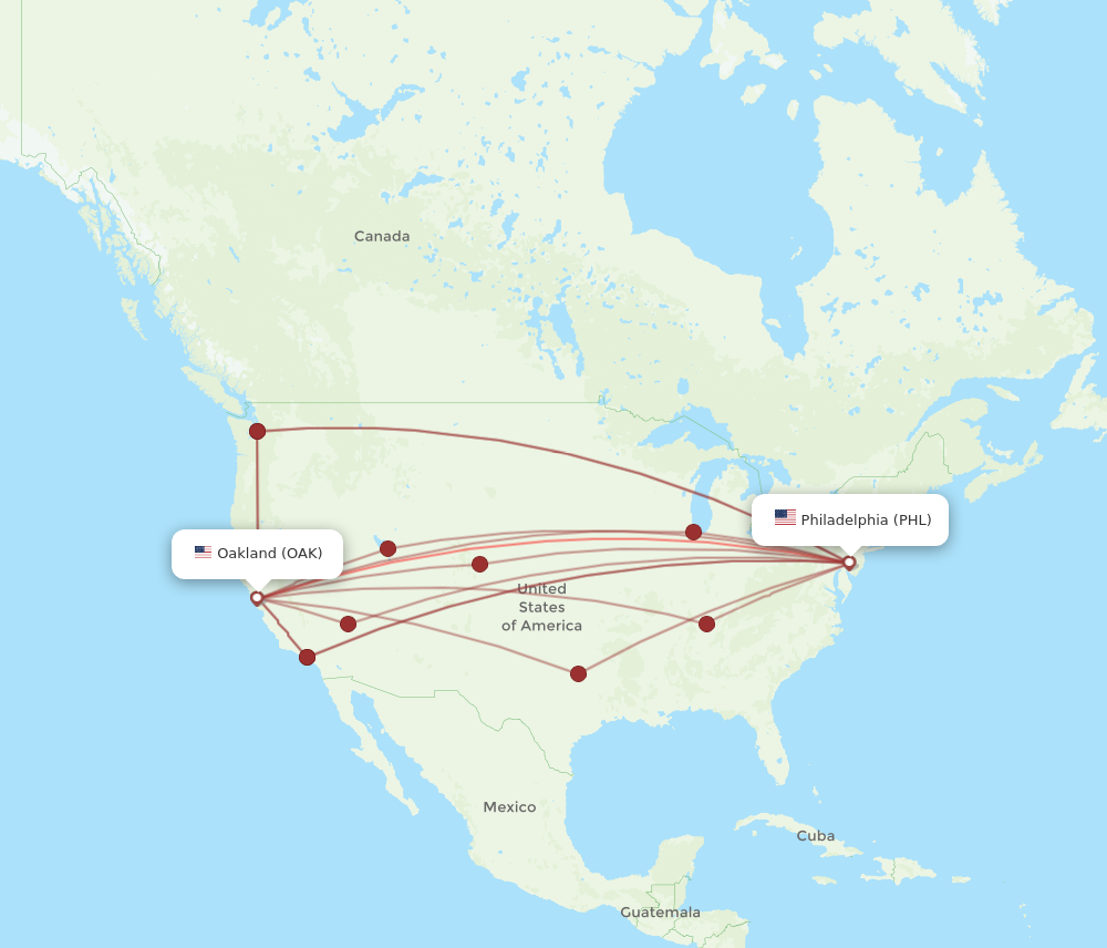 Flights from Philadelphia to Oakland, PHL to OAK - Flight Routes