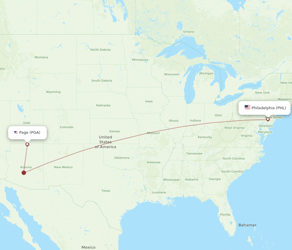 Flights from Philadelphia to Page PHL to PGA Flight Routes