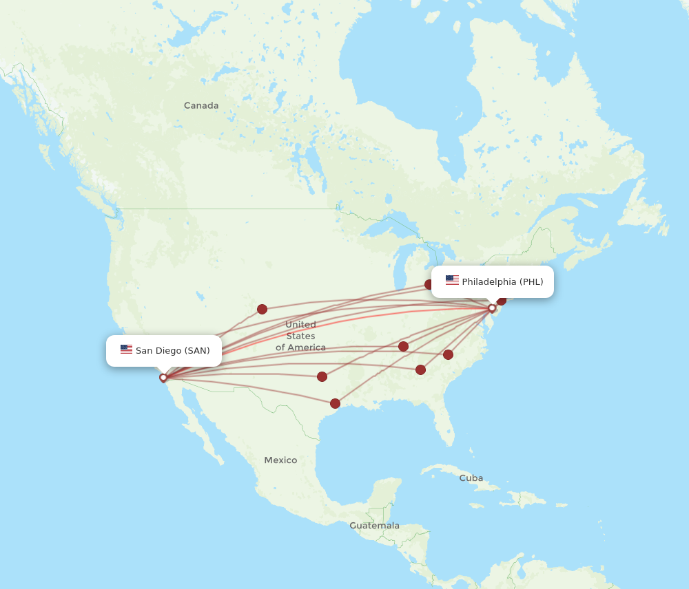 Flights from Philadelphia to San Diego, PHL to SAN - Flight Routes