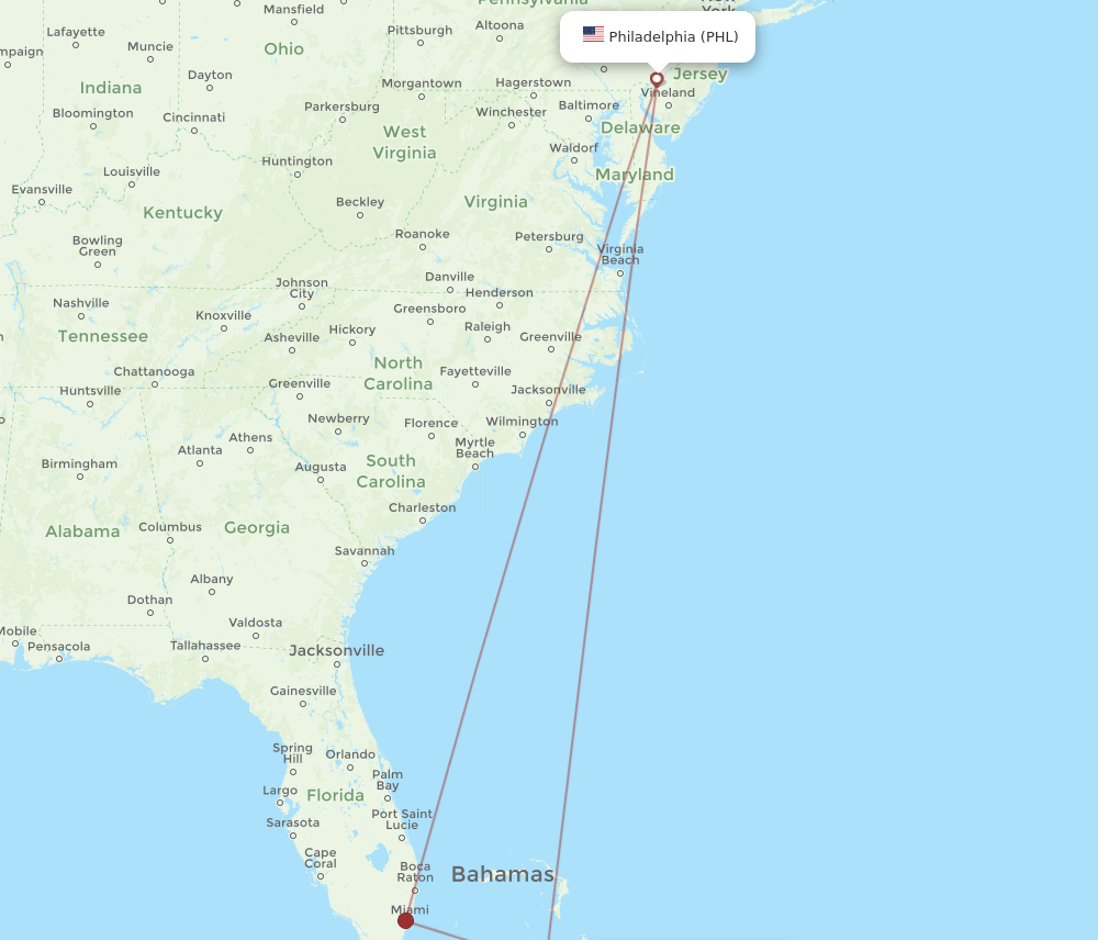 Flights from San Salvador to Philadelphia ZSA to PHL Flight Routes