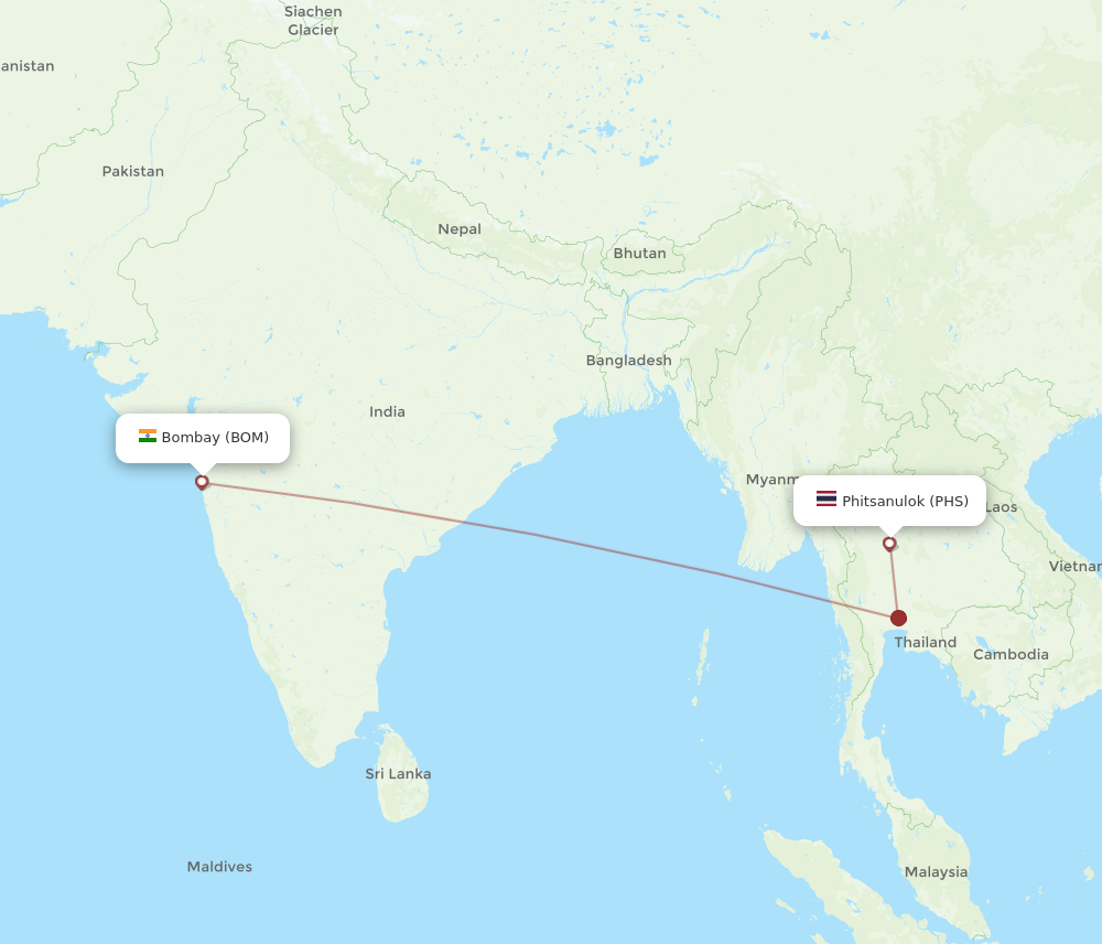 All Flight Routes From Phitsanulok To Mumbai Phs To Bom Flight Routes 3134