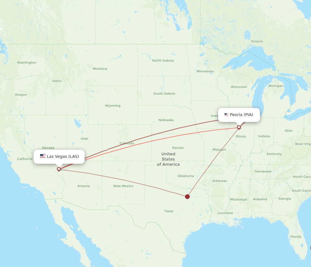 Flights from Peoria to Las Vegas PIA to LAS Flight Routes