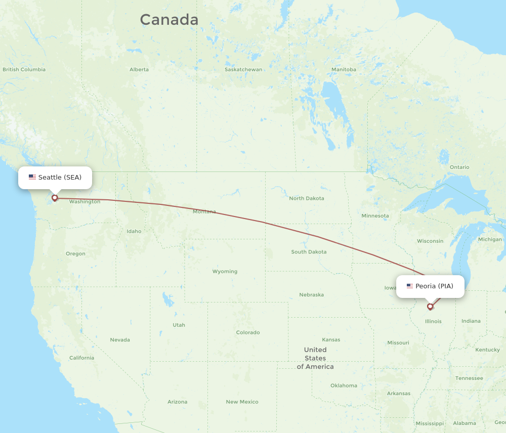 All flight routes from Peoria to Seattle, PIA to SEA - Flight Routes