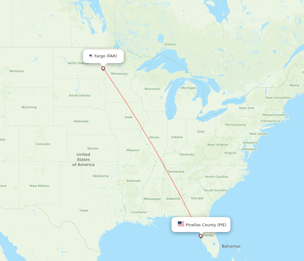 Flights from Saint Petersburg to Fargo PIE to FAR Flight Routes