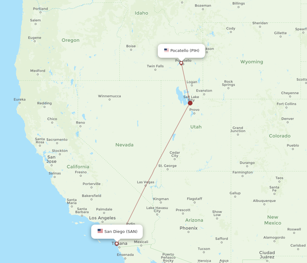 Flights From Pocatello To San Diego PIH To SAN Flight Routes   PIH SAN 