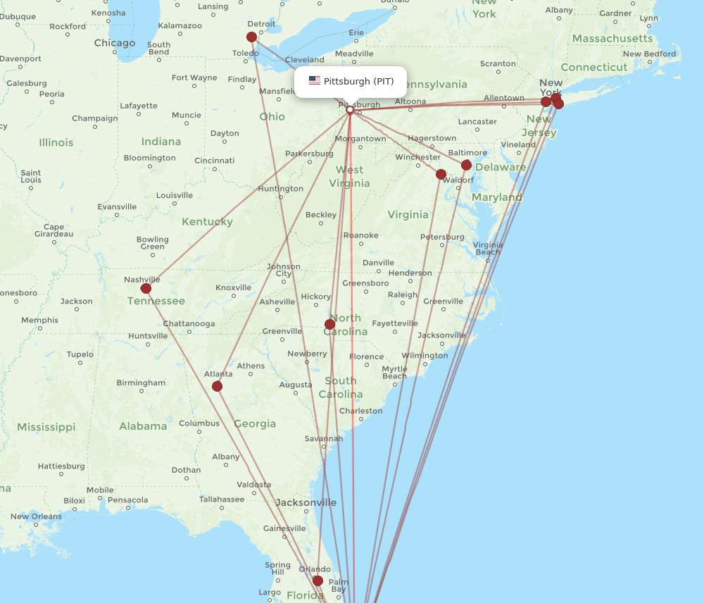 All Flight Routes From Pittsburgh To Fort Lauderdale Pit To Fll Flight Routes