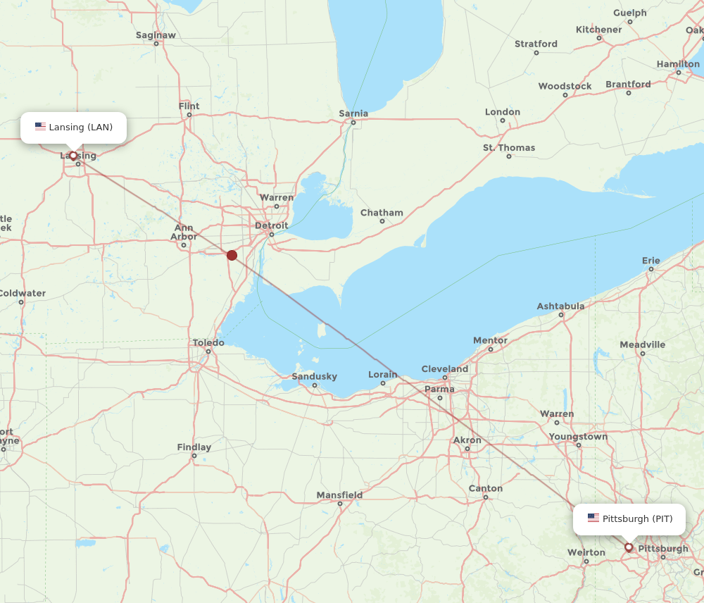 Flights from Pittsburgh to Lansing PIT to LAN Flight Routes