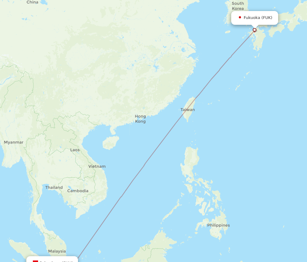 Flights from Pekanbaru to Fukuoka, PKU to FUK - Flight Routes