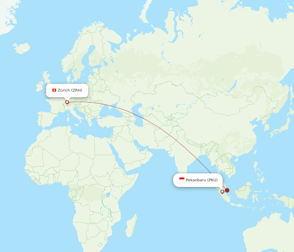 ZRH to PKU flights and routes map