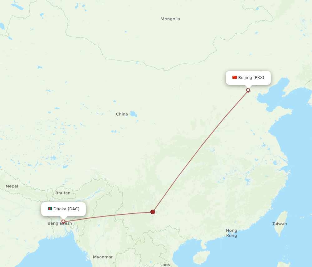 Flights from Beijing to Dhaka PKX to DAC Flight Routes