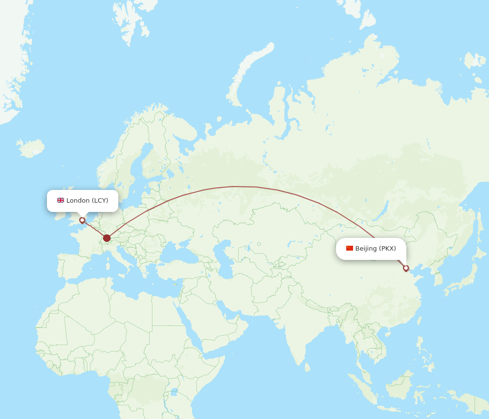 PKX to LCY flights and routes map
