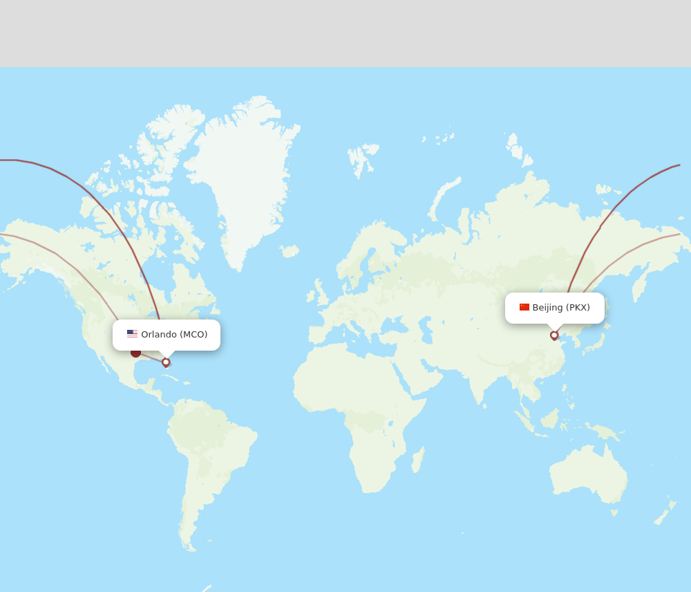 Flights from Beijing to Orlando PKX to MCO Flight Routes