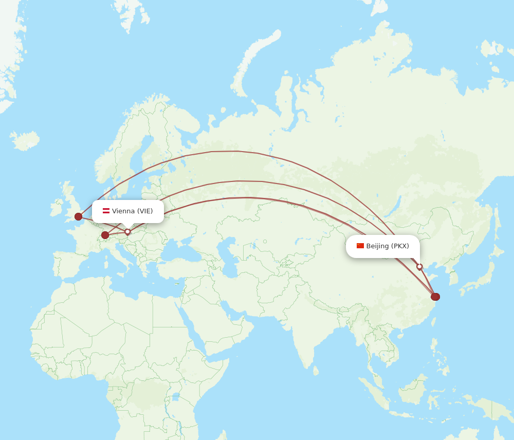 All Flight Routes From Beijing To Vienna Pkx To Vie Flight Routes 9242