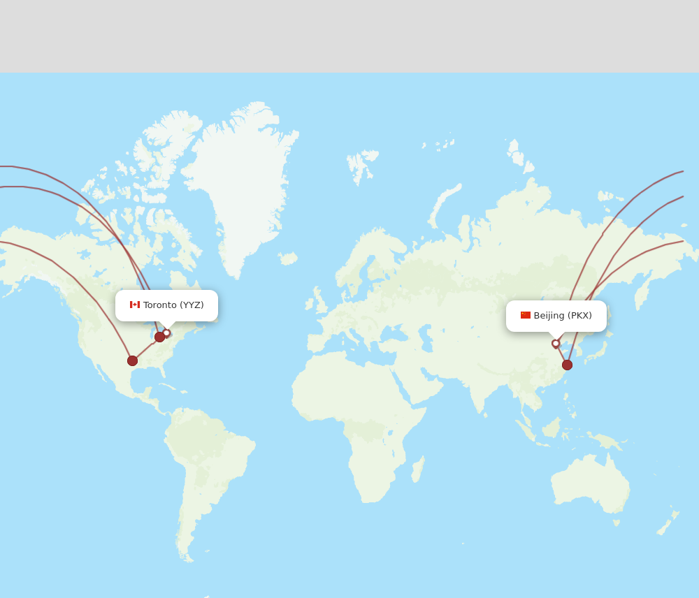 Flights from Beijing to Toronto PKX to YYZ Flight Routes