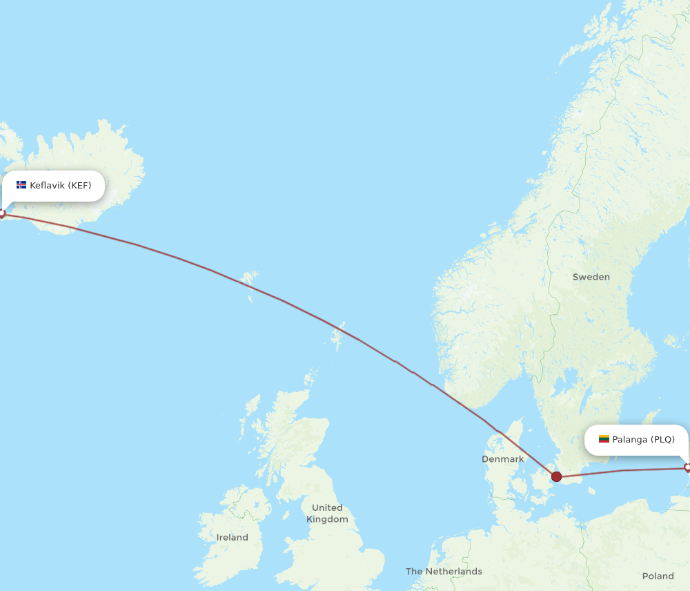 Flights from Palanga to Reykjavik PLQ to KEF Flight Routes