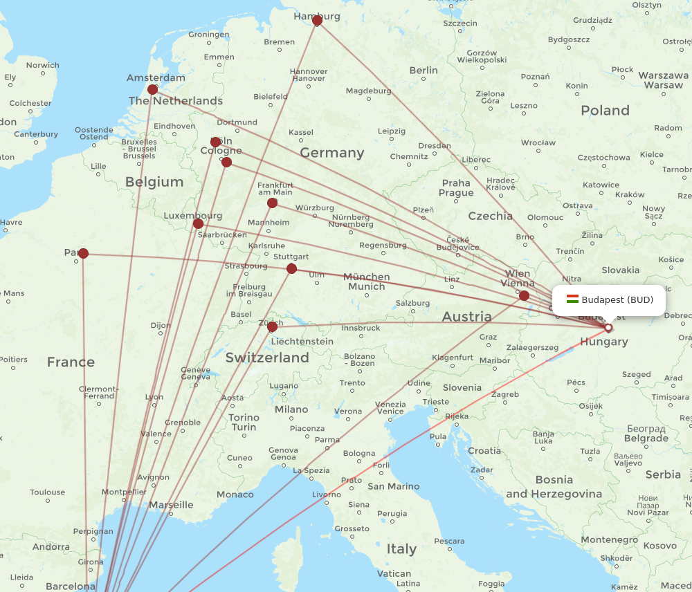 Flights from Palma de Mallorca to Budapest PMI to BUD Flight Routes