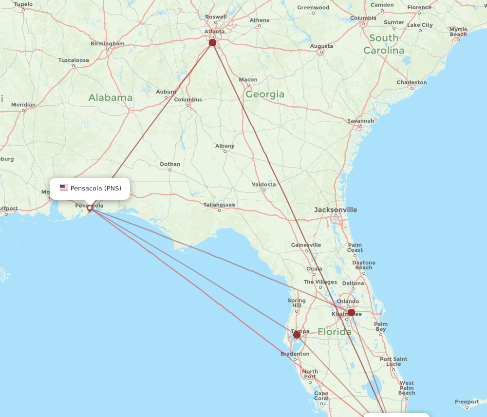 Flights from Pensacola to Miami PNS to MIA Flight Routes