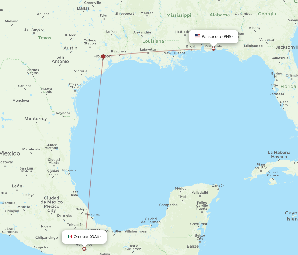 Flights from Pensacola to Oaxaca PNS to OAX Flight Routes