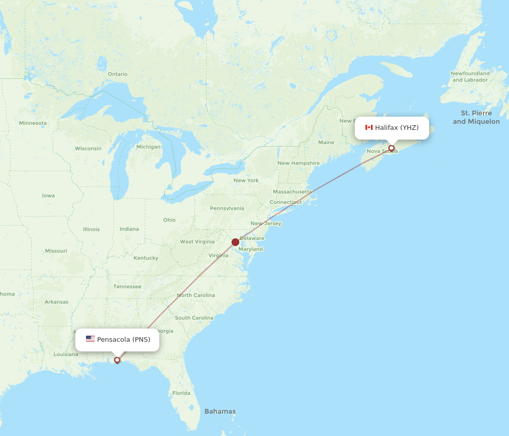 Flights from Pensacola to Halifax PNS to YHZ Flight Routes