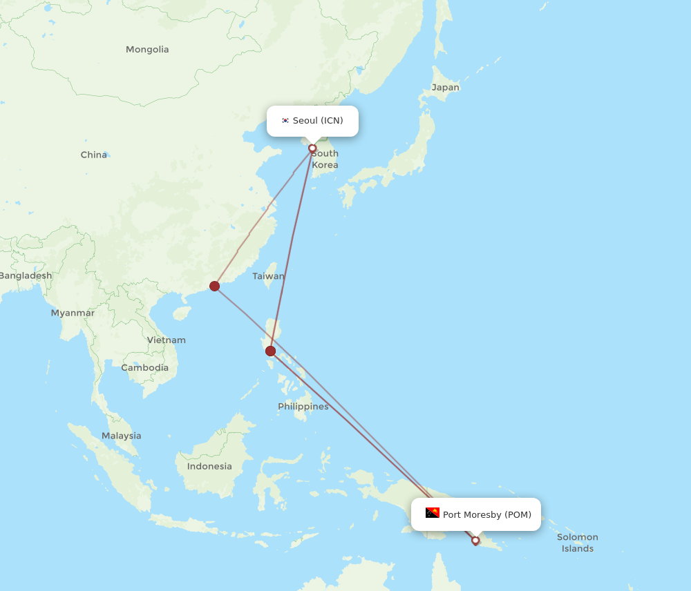 All Flight Routes From Port Moresby To Seoul Pom To Icn Flight Routes 3754