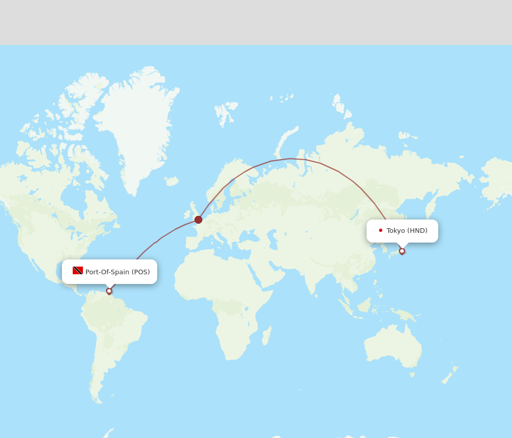 Flights from Port Of Spain to Tokyo POS to HND Flight Routes