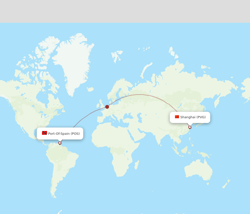 Flights from Shanghai to Port Of Spain PVG to POS Flight Routes