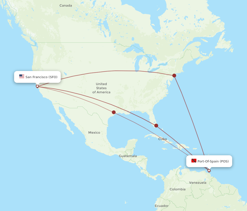 Flights from Port Of Spain to San Francisco POS to SFO Flight