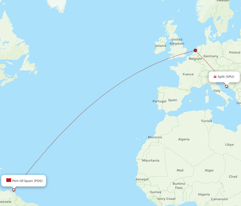 Flights from Port Of Spain to Split POS to SPU Flight Routes