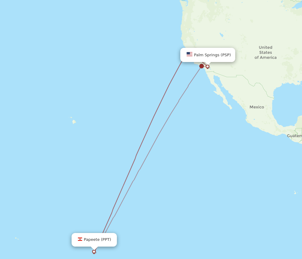 Flights from Papeete to Palm Springs, PPT to PSP Flight Routes