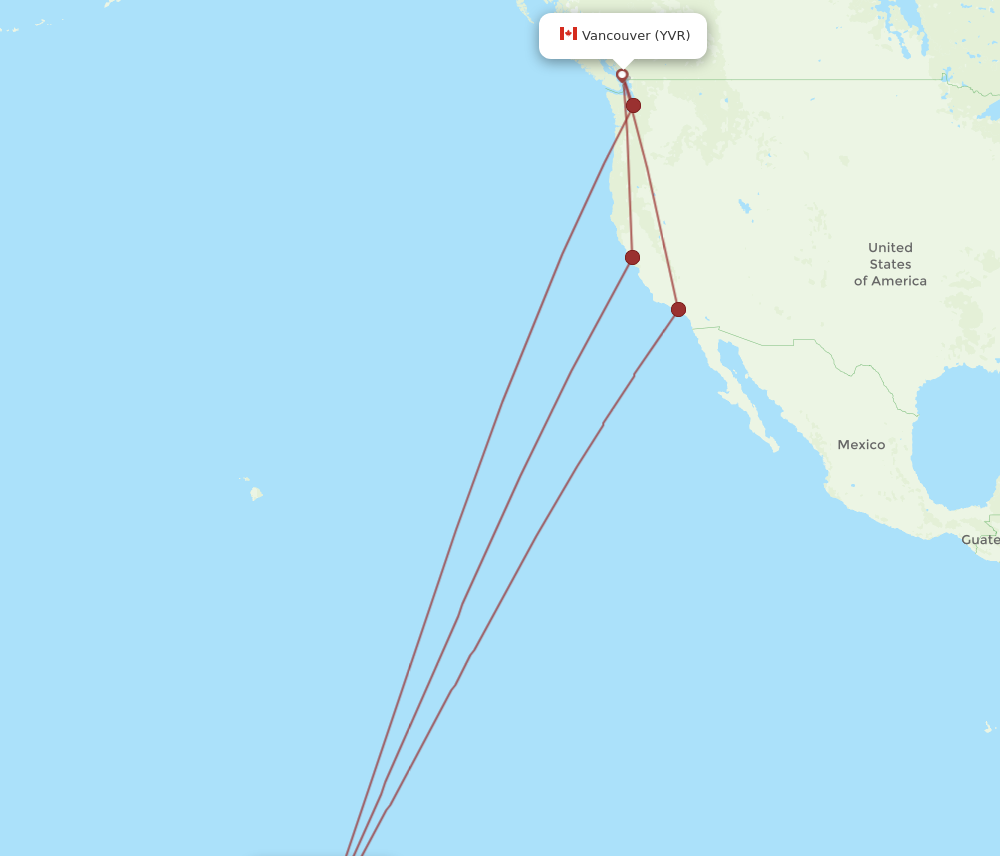 All Flight Routes From Vancouver To Papeete Yvr To Ppt Flight Routes 5905