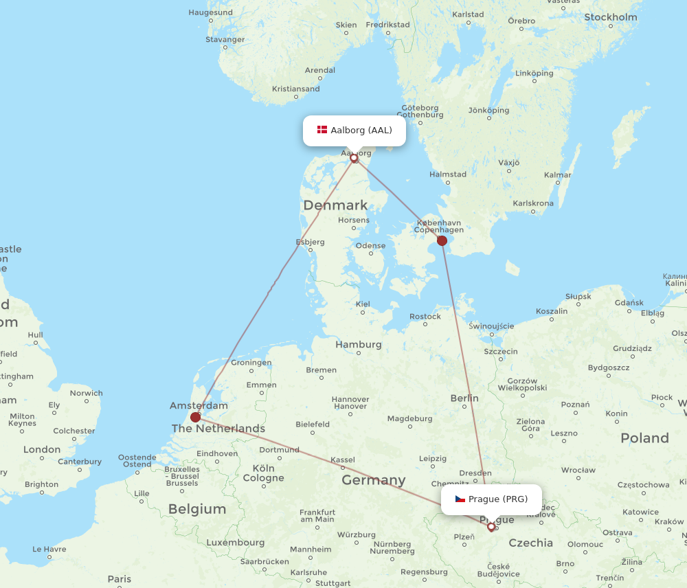 Flights from Prague to Aalborg PRG to AAL Flight Routes