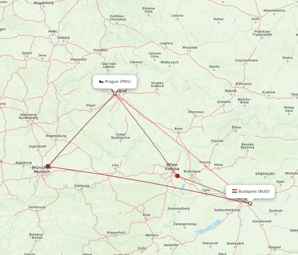 Flights from Prague to Budapest PRG to BUD Flight Routes