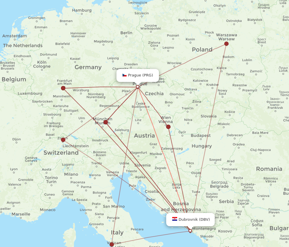 Flights from Prague to Dubrovnik PRG to DBV Flight Routes