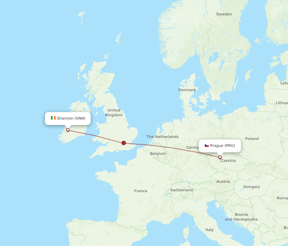 Flights from Prague to Shannon PRG to SNN Flight Routes