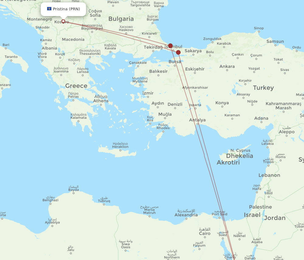 Flights from Pristina to Hurghada PRN to HRG Flight Routes