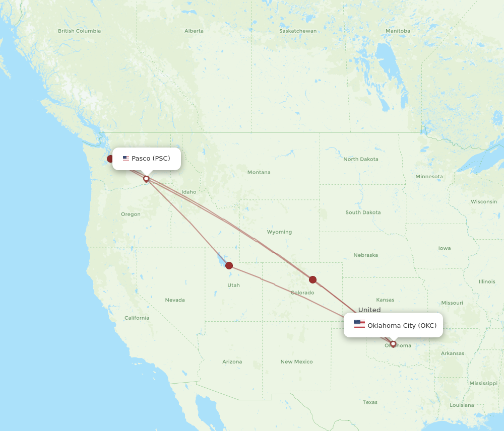 Flights from Pasco to Oklahoma City PSC to OKC Flight Routes